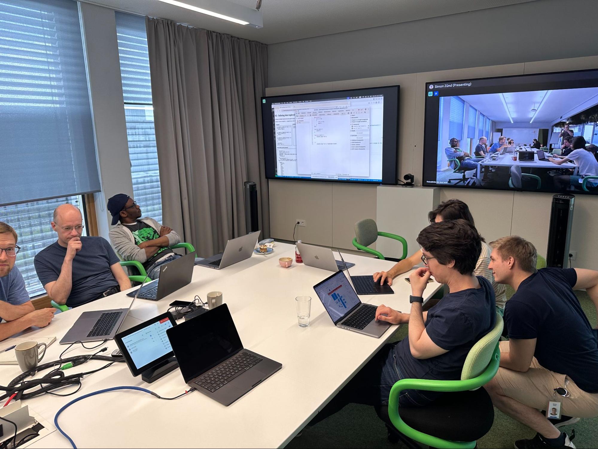 Members of TG4 have dinner together to celebrate the standard's completion