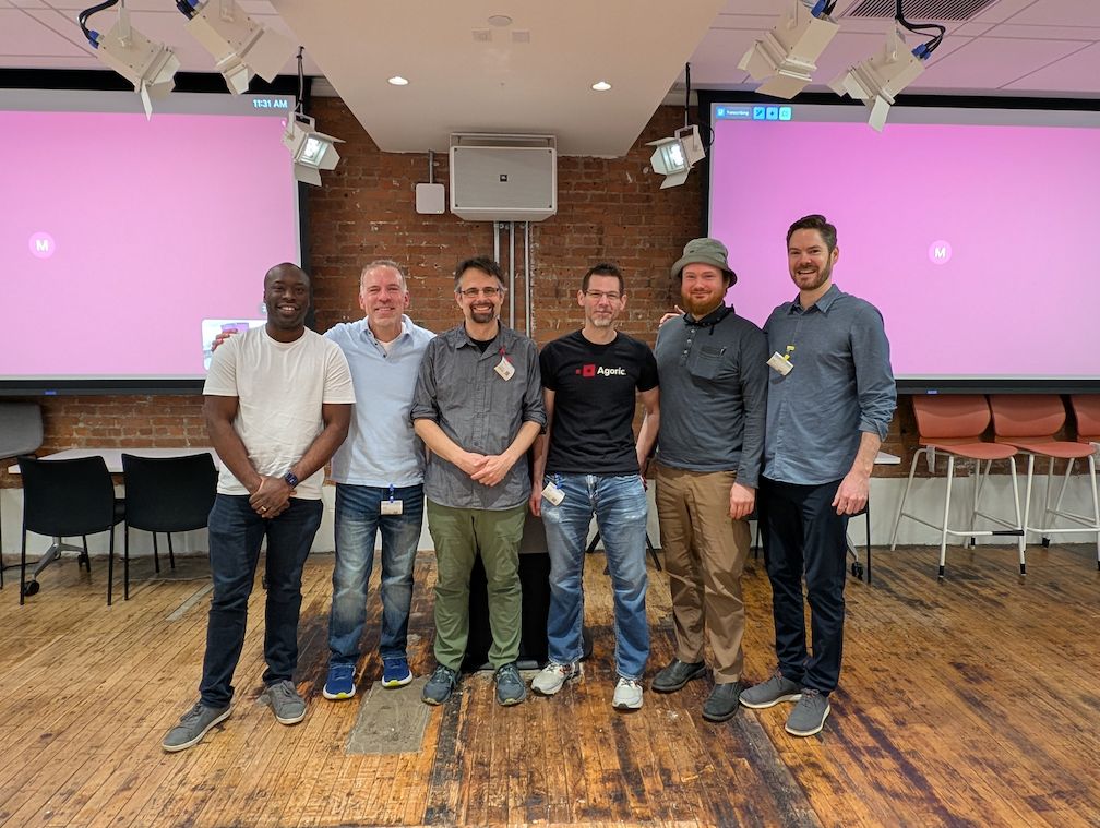 Temporal TC39 Champions at plenary, having achieved consensus! Left to right: Jason Williams, Justin Grant, Philip Chimento, Richard Gibson, Shane Carr, Adam Shaw